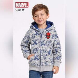Marvel Spider-Man Kids Hoodie Gray and Blue Size 4T